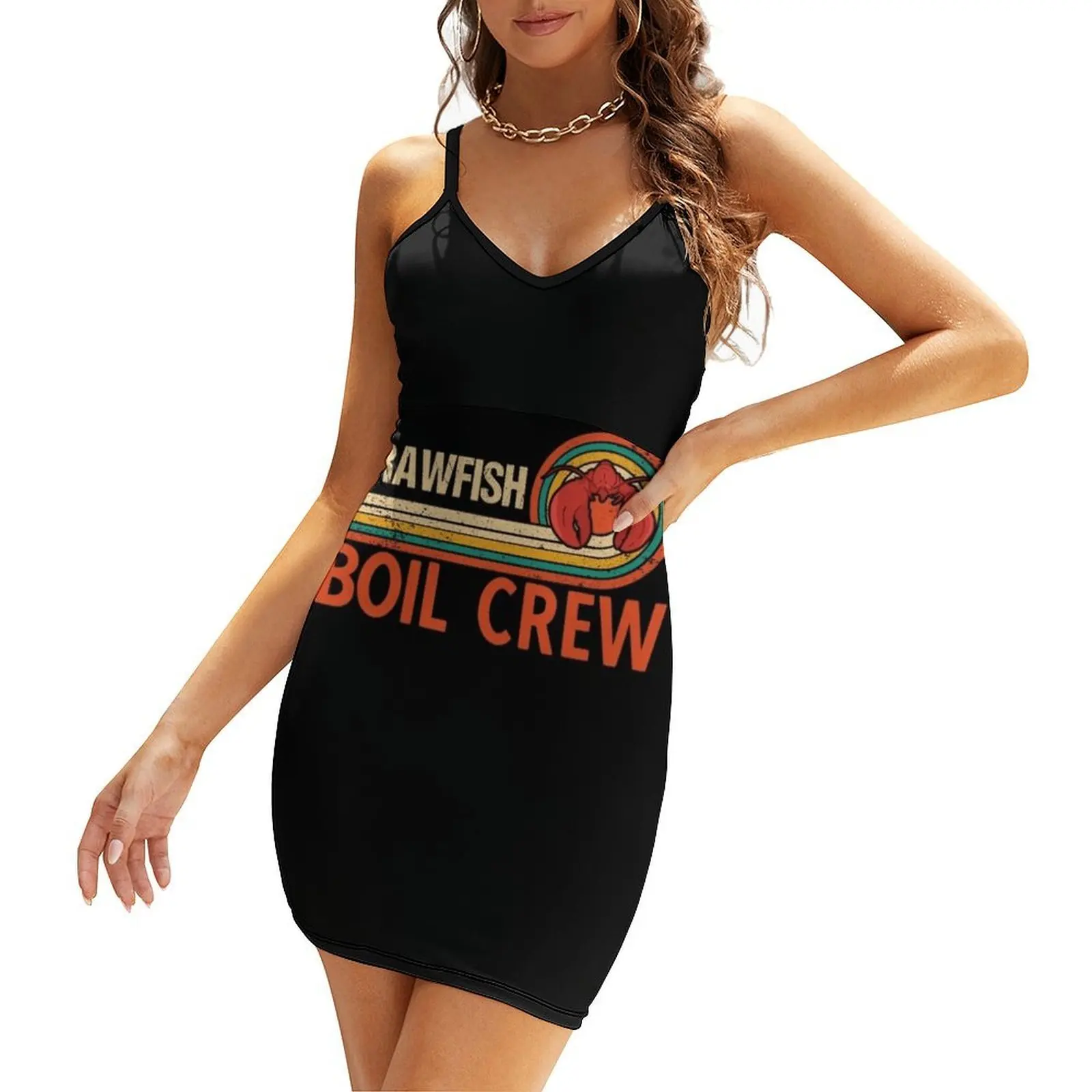 

Funny Crayfish Crawfish Lobster Vintage Seafood Sayings Sling Dress women evening dress dress women summer 2025