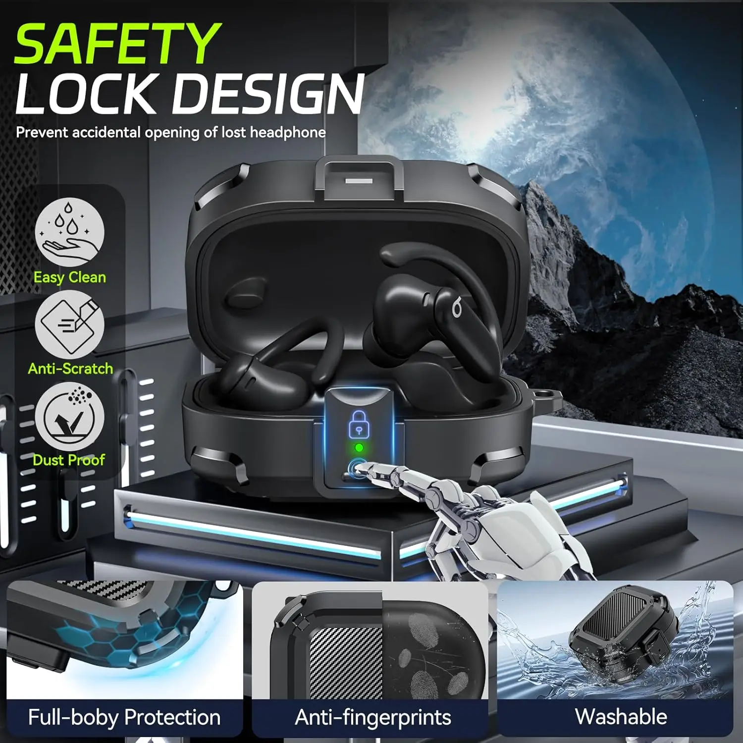 غطاء حماية لهاتف Beats Powerbeats Pro 2 2025، غطاء حماية صلب مقاوم للصدمات لهاتف Beats Powerbeats Pro 2 2025 مع سلسلة مفاتيح