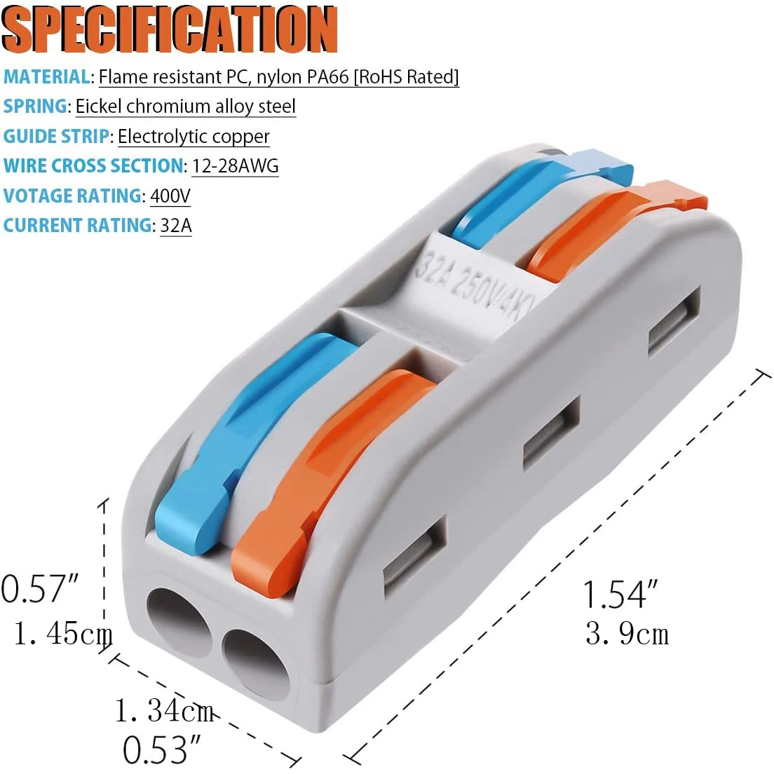 10db Bekever 2/3 Kalauz Púderdoboz Összekapcsol vezeték csatlakozók vel Colorado, 2 Kerülő inline splices, 28-12 AWG