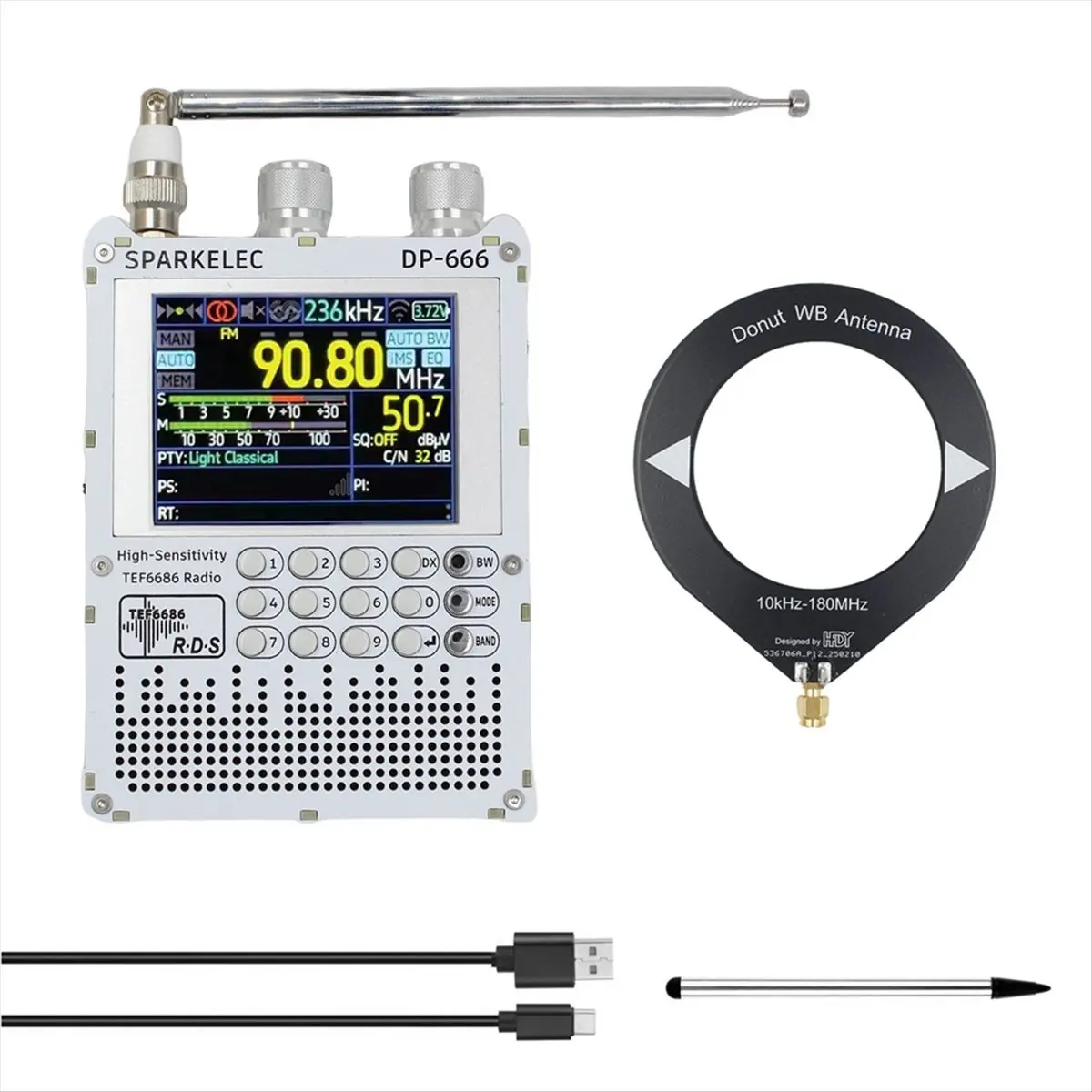 A64I TEF6686 Radio DP-666 High Sensitivity Full Band FM/LW/MW/SW Shortwave Radio RDS 2.8 Inch IPS Touch Screen