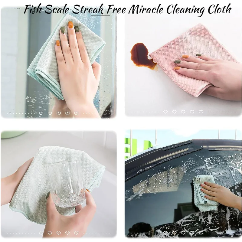 2Pcs Car Fish Scale Grid Wipe Glass Windows Cleaning Towel Microfiber Lint free Towels Auto Mirrors Cleaning Cloths 30cm