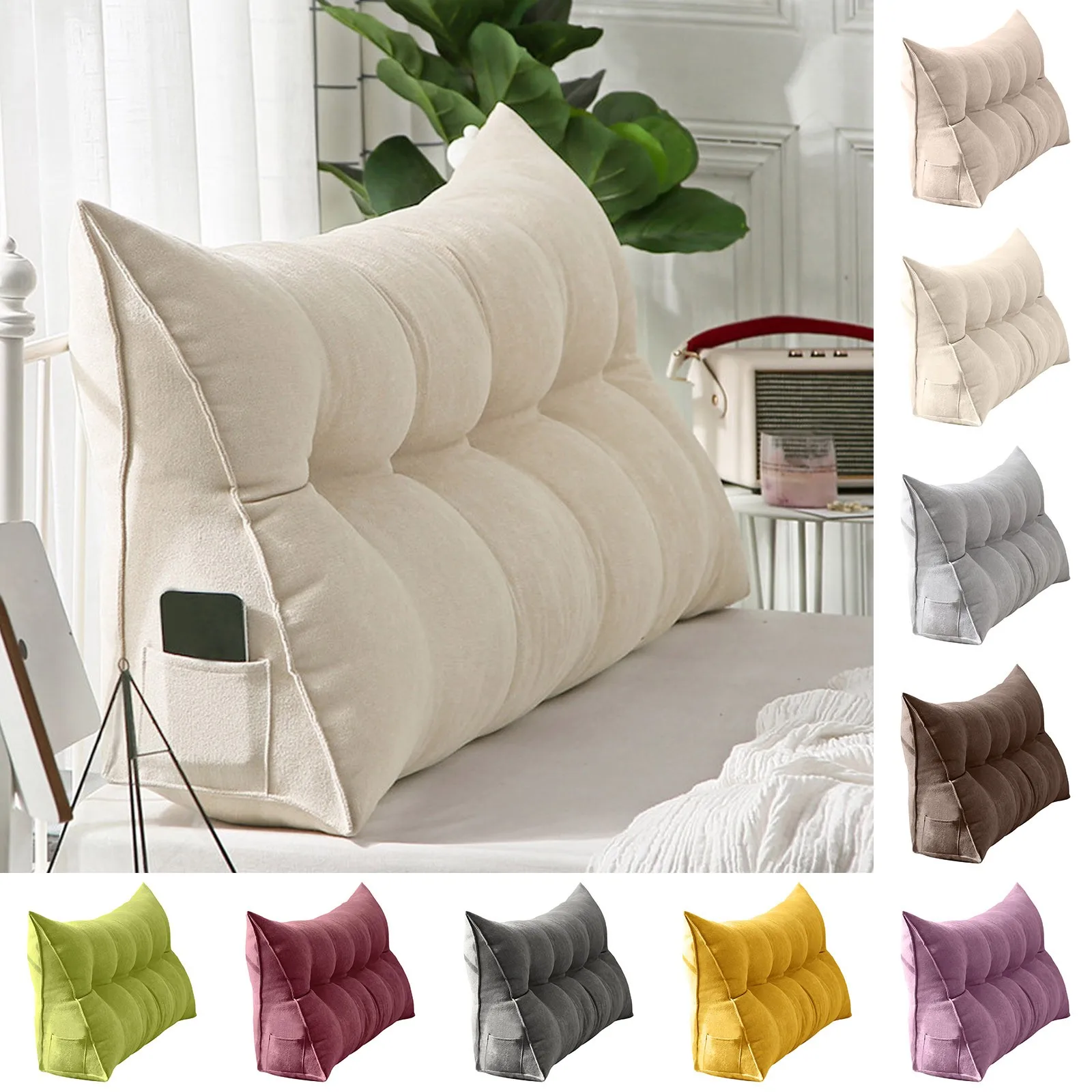 

Ergonomic Backrest Headboard Cushion - Extra-Large Bed Pillow for Twin Beds, Reading, or Living Room Sofa Support