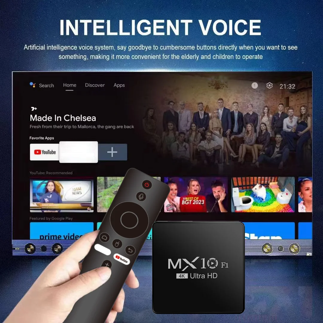 Smart TV Box Allwinner H313 MX10 F1 Mali-G31 Wi-Fi 2.4G + BT5 2.4G Android TV Box with 2GB RAM 16GB eMMC flash