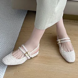 Women Ballet Flats Fashion Round Toe Slingback Shoes Summer Ladies Pumps Low Heel Casual Office Shoes Female Big Size 42 43