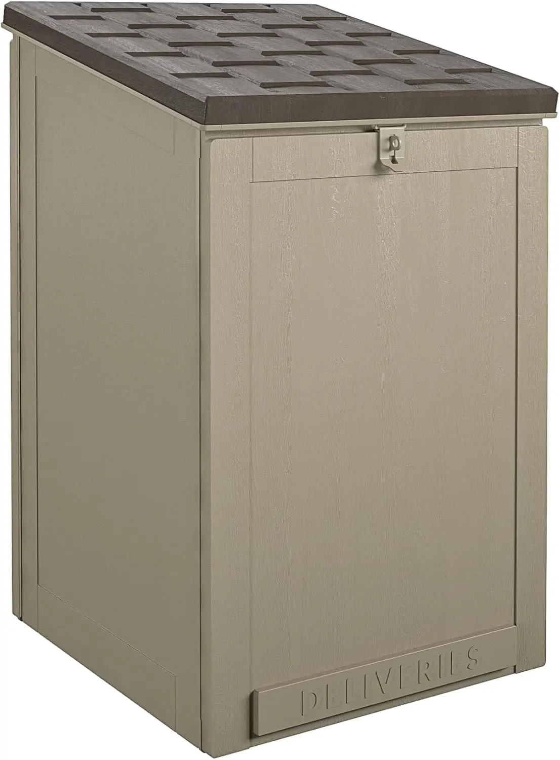 

Outdoor Storage Box Large Lockable Package Drop Box 6.3 Cubic Feet Weather-Resistant Design Gray Brown