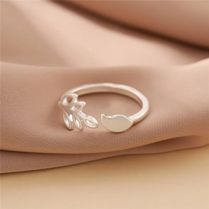 New Arrival Pure 925 Sterling Silver Tree Leaves Birds Open Rings For Women Female Anti-Allergy XR337