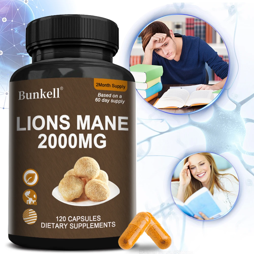 

Капсулы с грибом Львиная грива 2000 мг с черным перцем - усилитель работы мозга, улучшение памяти, концентрации, когнитивных функций, поддержка настроения и сна