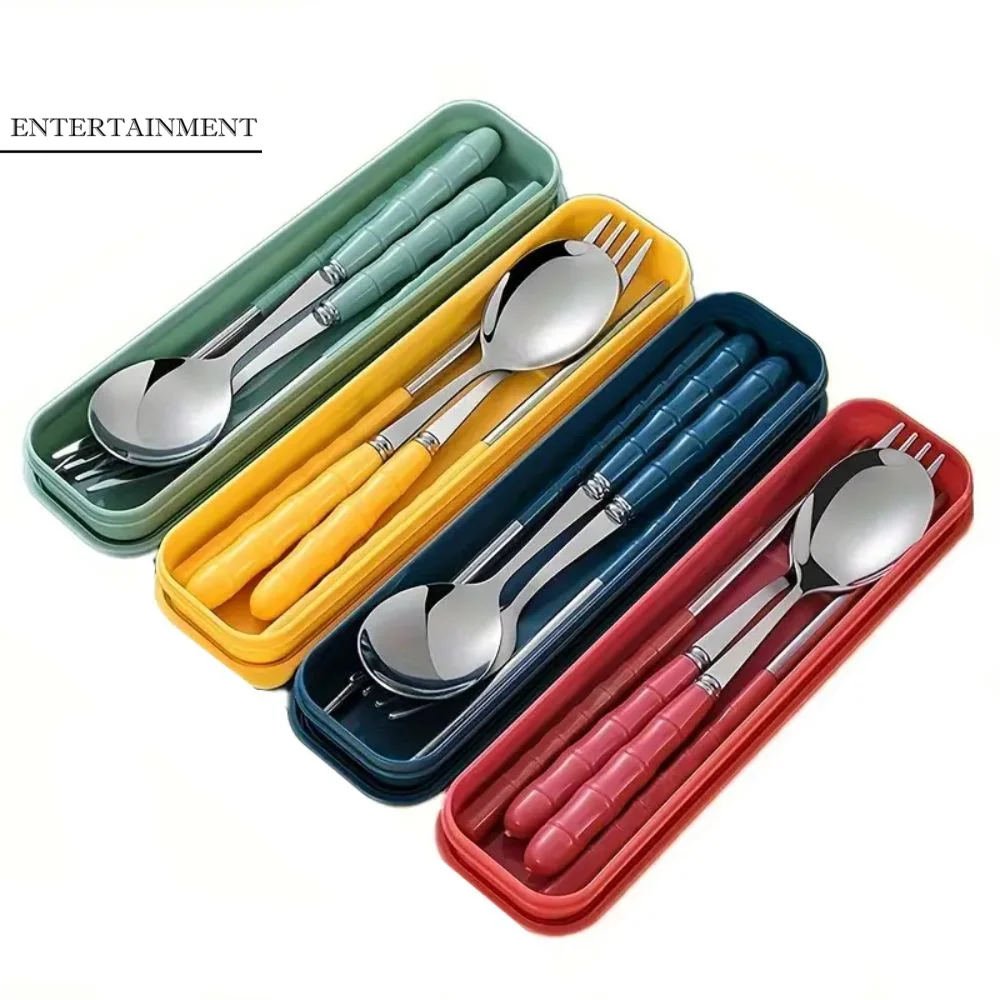สแตนเลสสตีลชุดอุปกรณ์ตั้งแคมป์ตะเกียบReusable Travelช้อนส้อมบนโต๊ะอาหารอาหารเย็นCampingช้อนส้อมปิคนิคเดินป่า