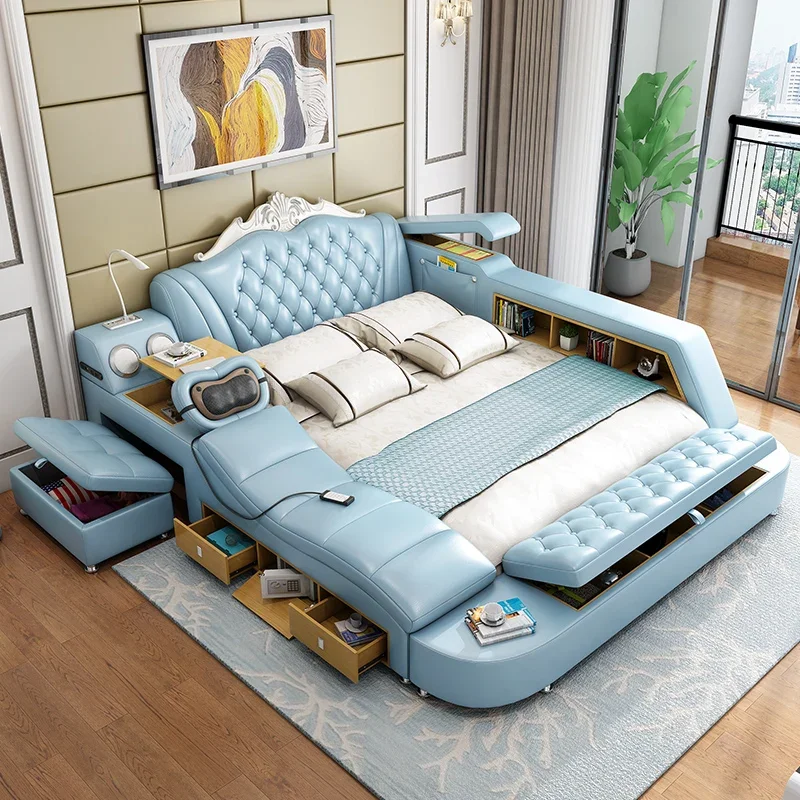 Double Light Queen Bed Modern Storage Children Lounge Queen Bed Full Size Luxury Cama De Lujo Para Dormitorio Room Set Furniture