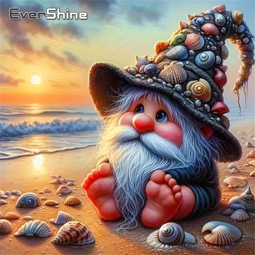 Evershine Diamond Mosaic Dwarf Cross Stitch Kit Painting Sea Full Drill Cartoon Art Embroidery Conch Shell Decor For Home