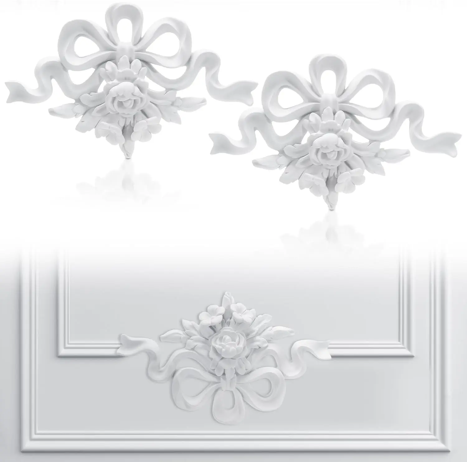 pu Corner Wall Molding French Style Wainscoting Panels Flora Moulding Corner Panel Wall Molding Kit for Background Wall Border