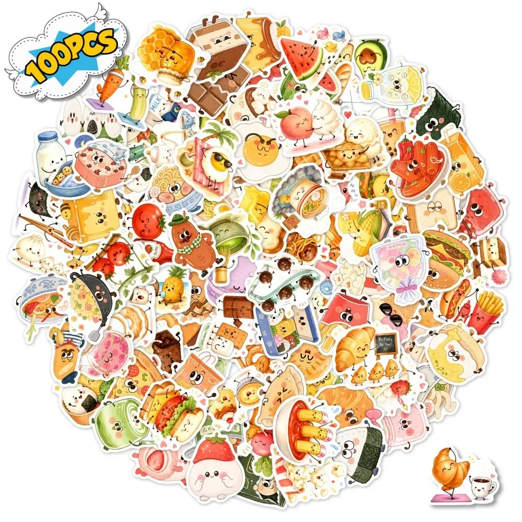 Humanized Veggie & Food Themed Waterproof Sticker Pack 100/200 Sheets For Diary Cup Notebook Craft Decoration AnimeWorlds Store