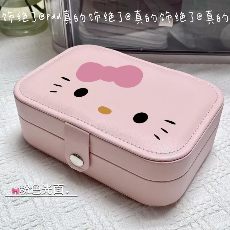 Hello Kitty cartoon high-end portable earrings earrings jewelry box necklace ring large capacity jewelry storage box travel