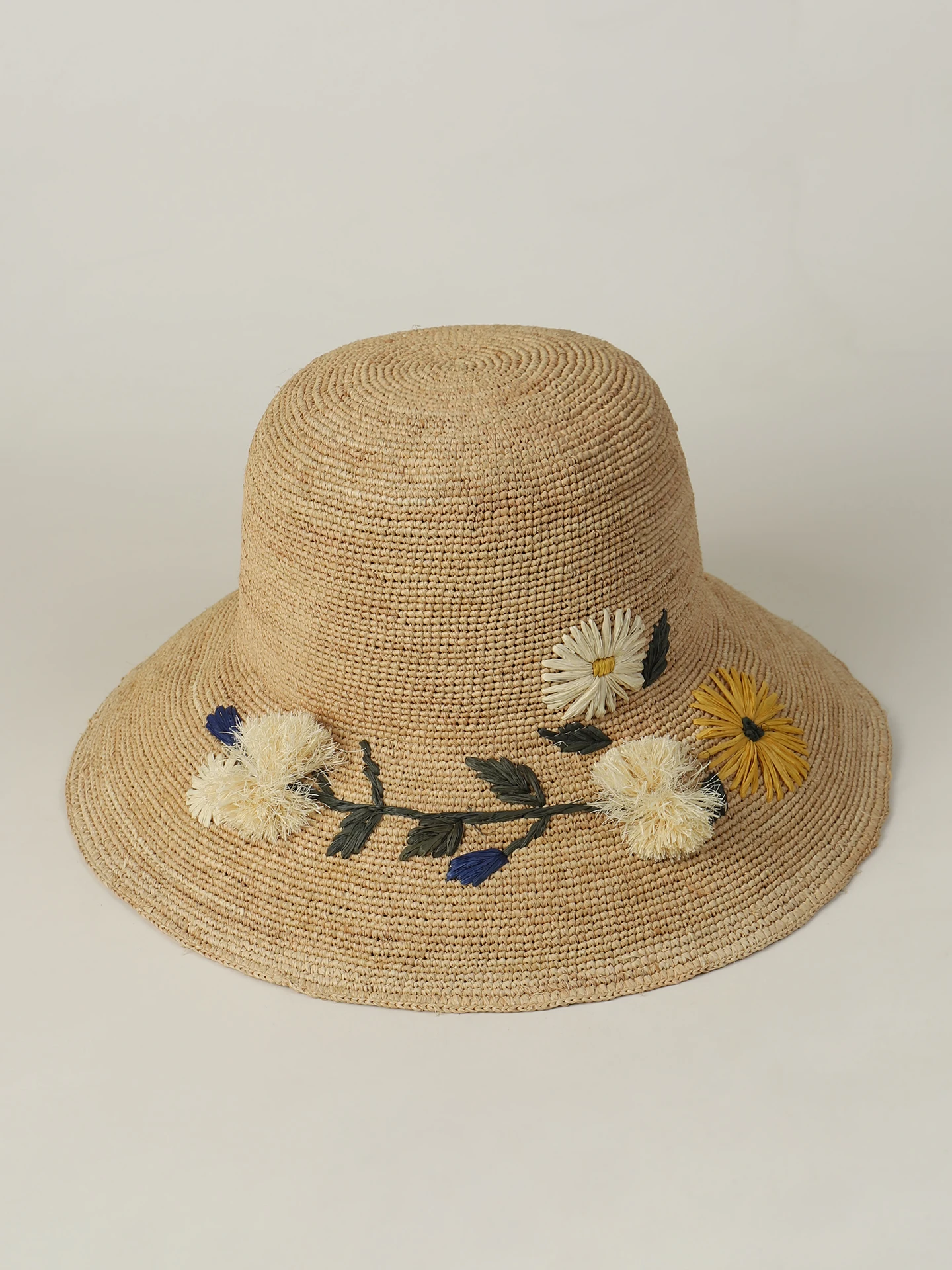 daisy-patterned-large-brim-straw-hat-women's-outdoor-travel-beach-sun-protection-foldable-summer-elegant-hat-breathable-mediu