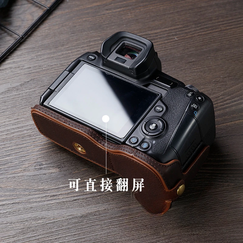 For Canon R5 Camera Bag R6 EOS RP R Leather Case Base Removable Battery Camera Case Genuine Leather Cowhide