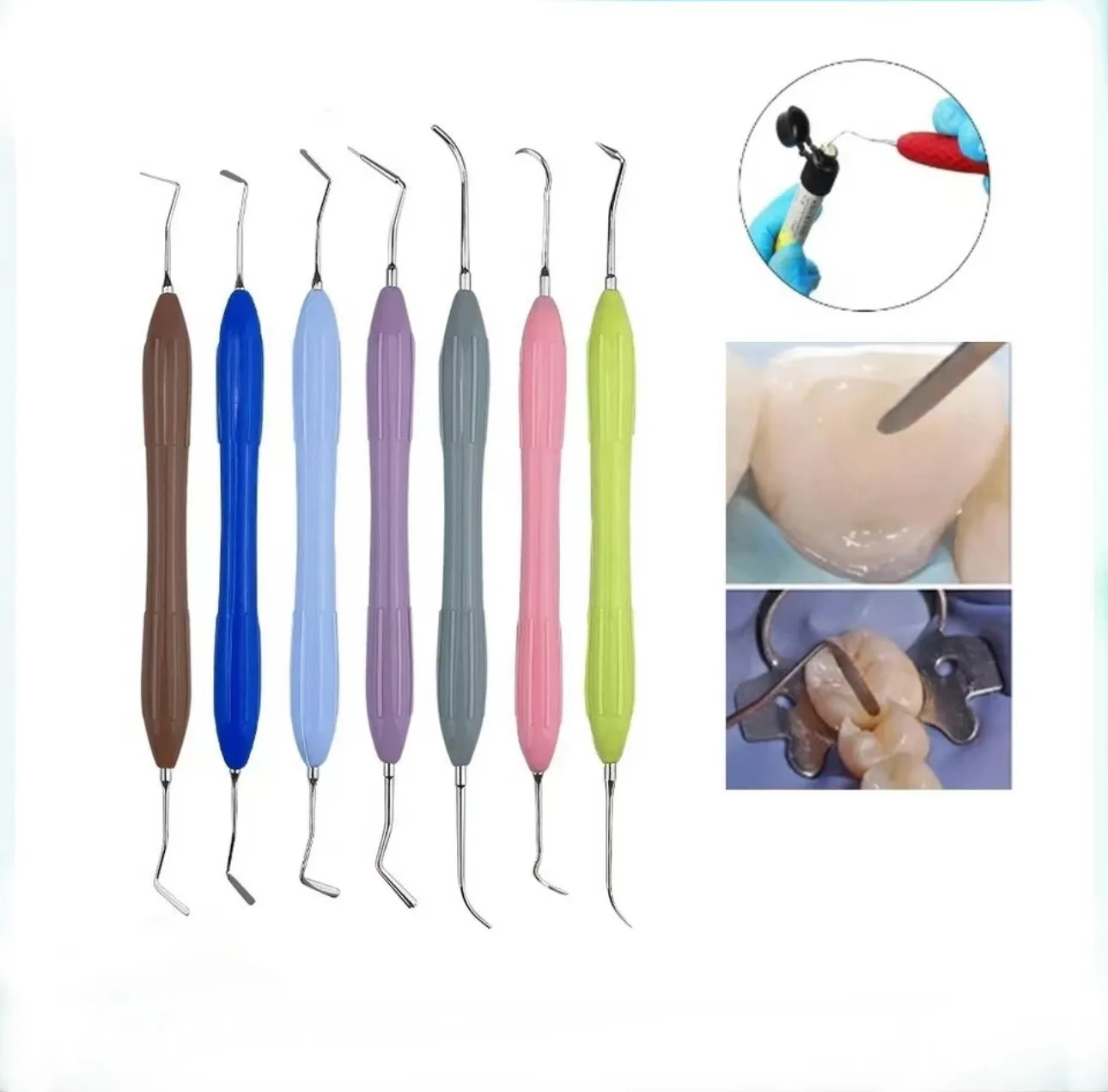 

7pcs Double-Head Dental Composite Resin Filling Spatula Aesthetic Restoration Resin Filler Restoration Instrument Dentist Tools