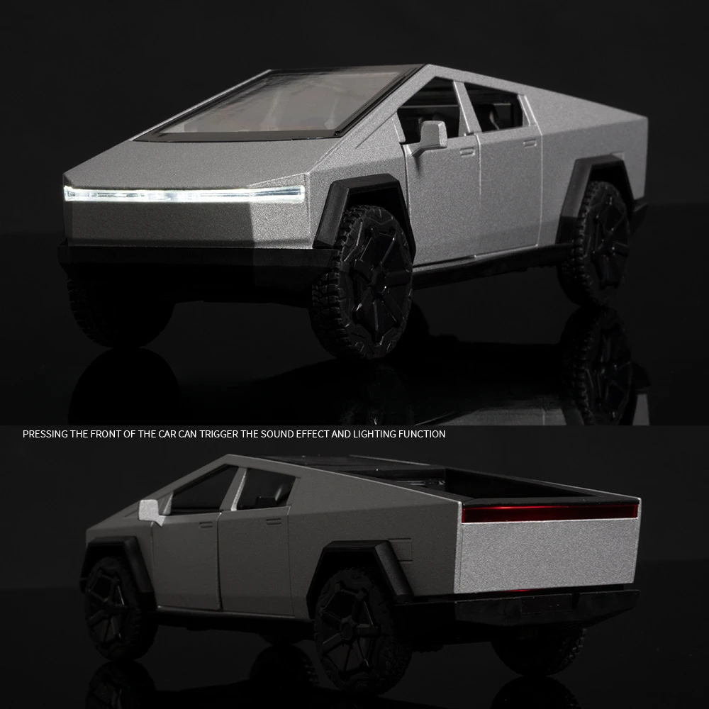 1:32 Tesla Cybertruck 픽업 SUV 합금 자동차 모델 다이캐스트 금속 장난감 오프로드 차량 풀백 사운드 라이트 장난감 컬렉션 선물