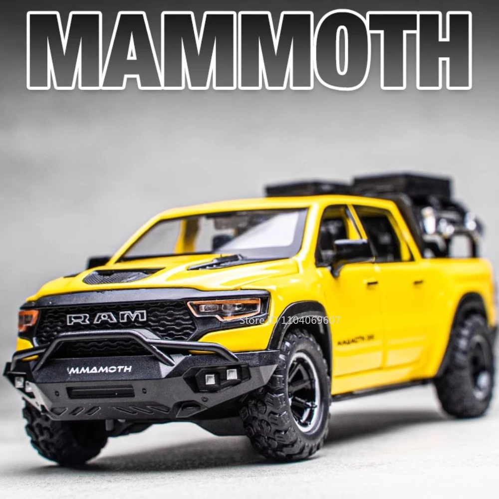 1:32 マンモスピックアップおもちゃの車モデル合金ダイキャストドアオープンサウンドライトプルバックトラック車両モデル男の子キッズギフト用