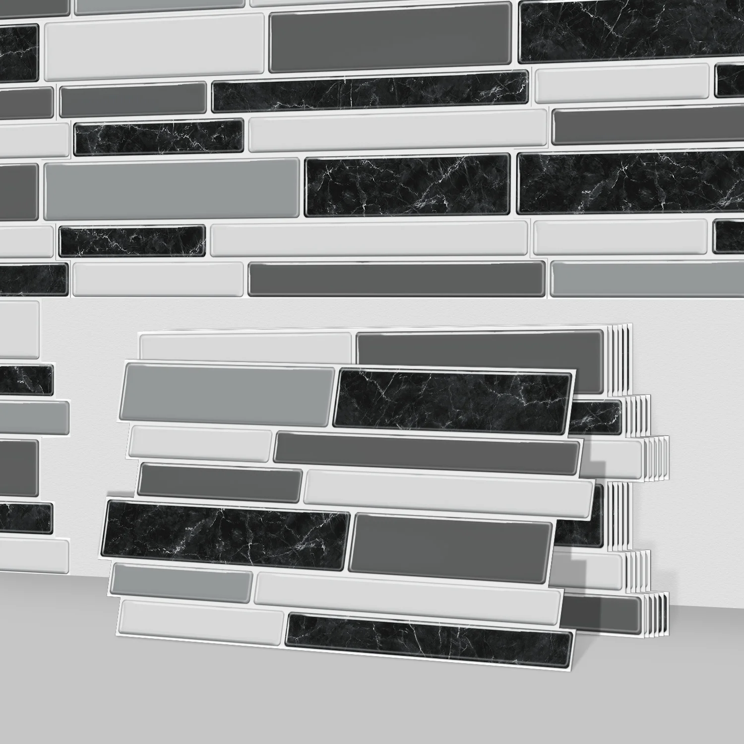 

(6/12/24/48 PCS)Self-Adhesive Marble Mosaic Wall Stickers, Easy to Cut & Install, HD Pattern, Waterproof, DIY Home Decor