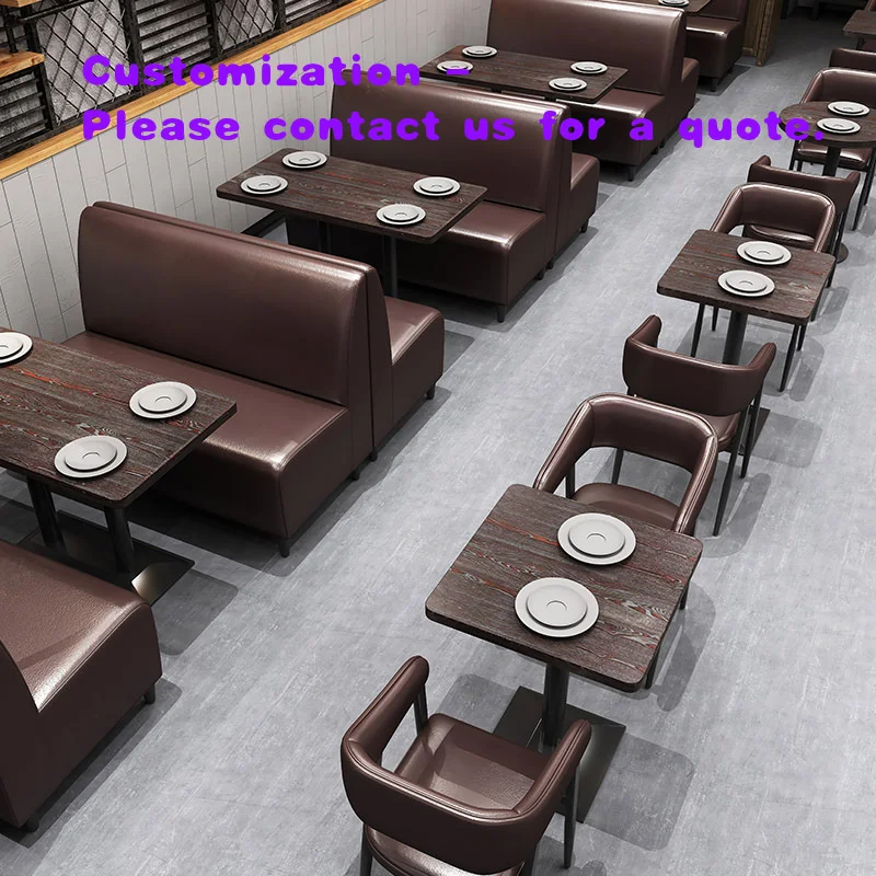 custom.Milk Tea Shop Restaurant Table Chair Combination Retro Simple Casual Western Cuisine Coffee Shop Hot Pot Restaurant Booth