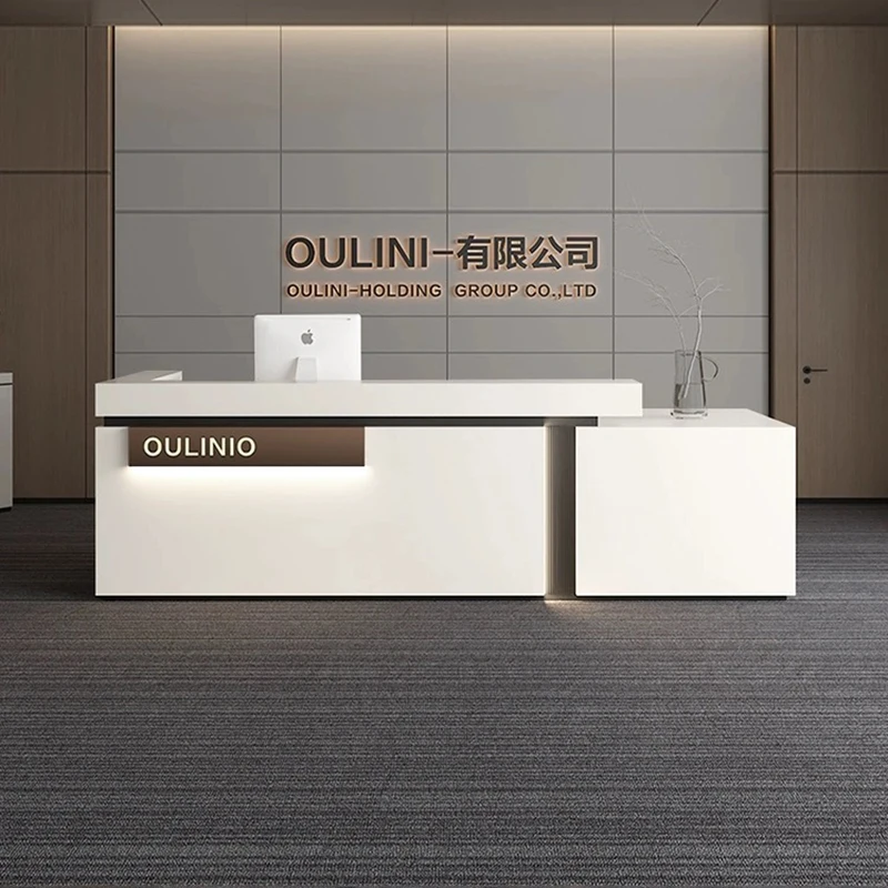 

Standing White Commercial Desk Reception Office Luxury Register Waiting Desk Lobby Modern Mostrador Oficina Nordic Furniture