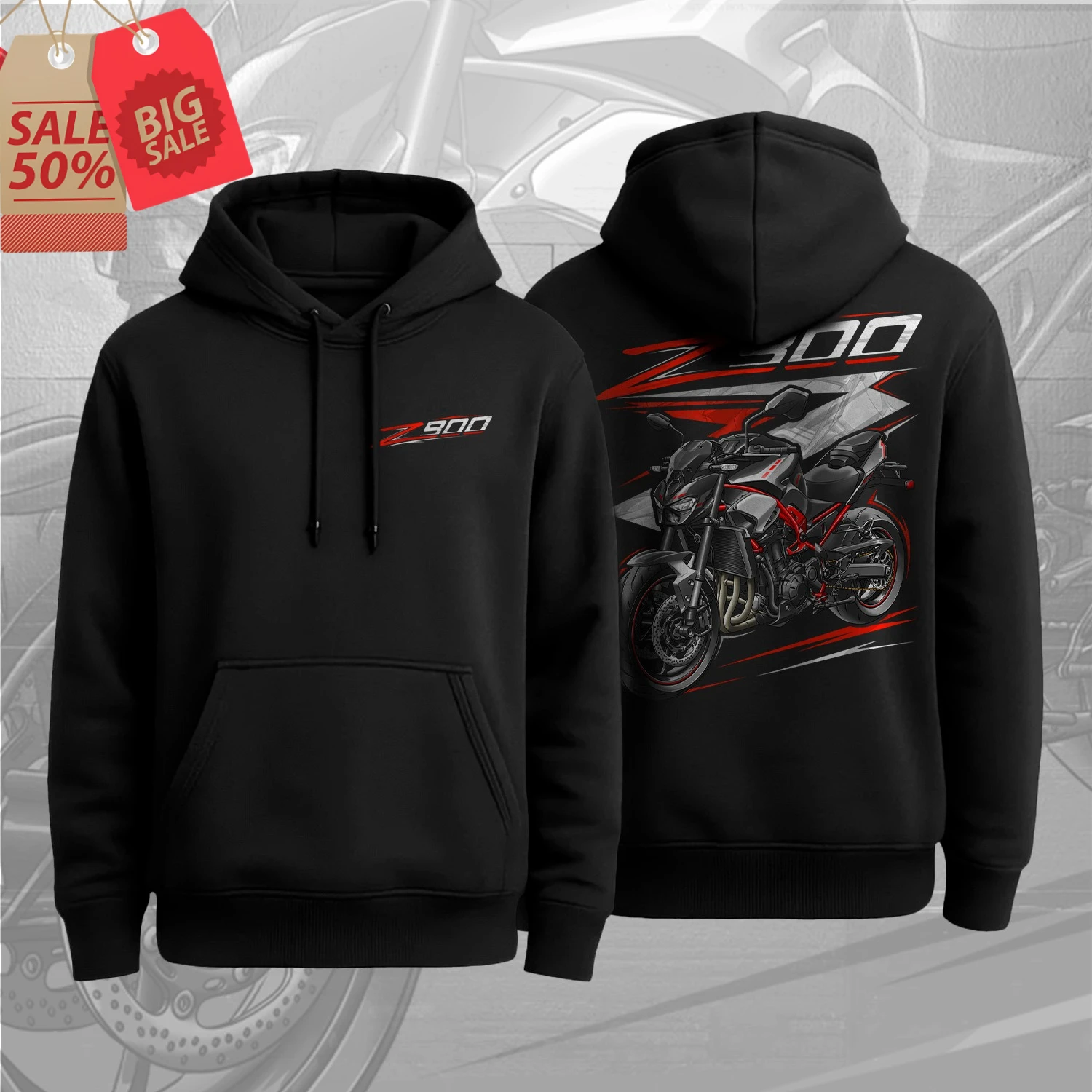 

Мужская толстовка-худи из 100% хлопка, модель 2025 года, с принтом японского мотоцикла Z900, удобная повседневная уличная одежда для райдеров