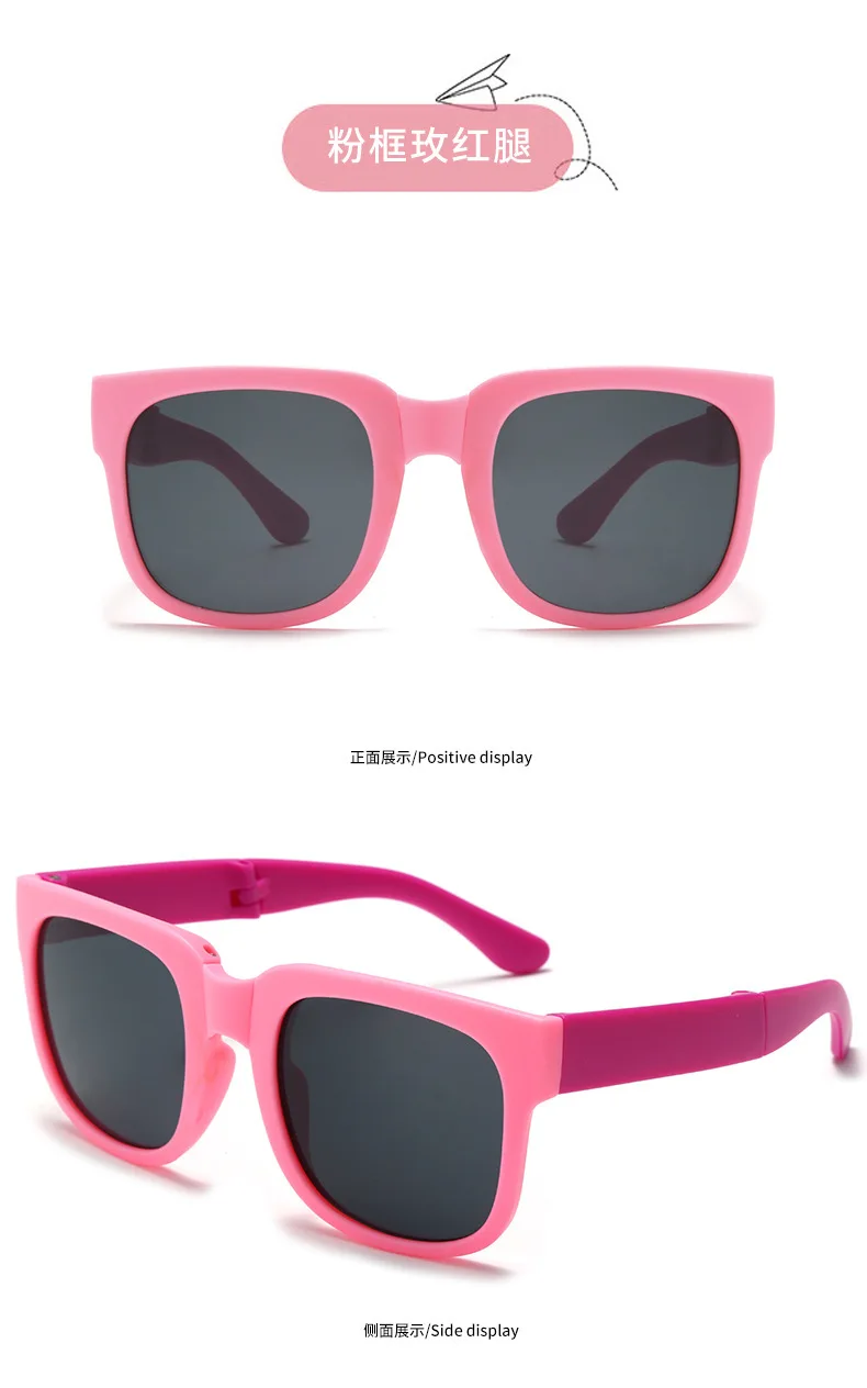 Gafas de sol plegables coloridas para niños y niñas, lentes cuadradas de diseño de marca, protección Uv400