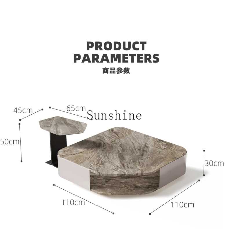 Artificial marble coffee table irregular special-shaped square combination modern simple Italian light luxury living room