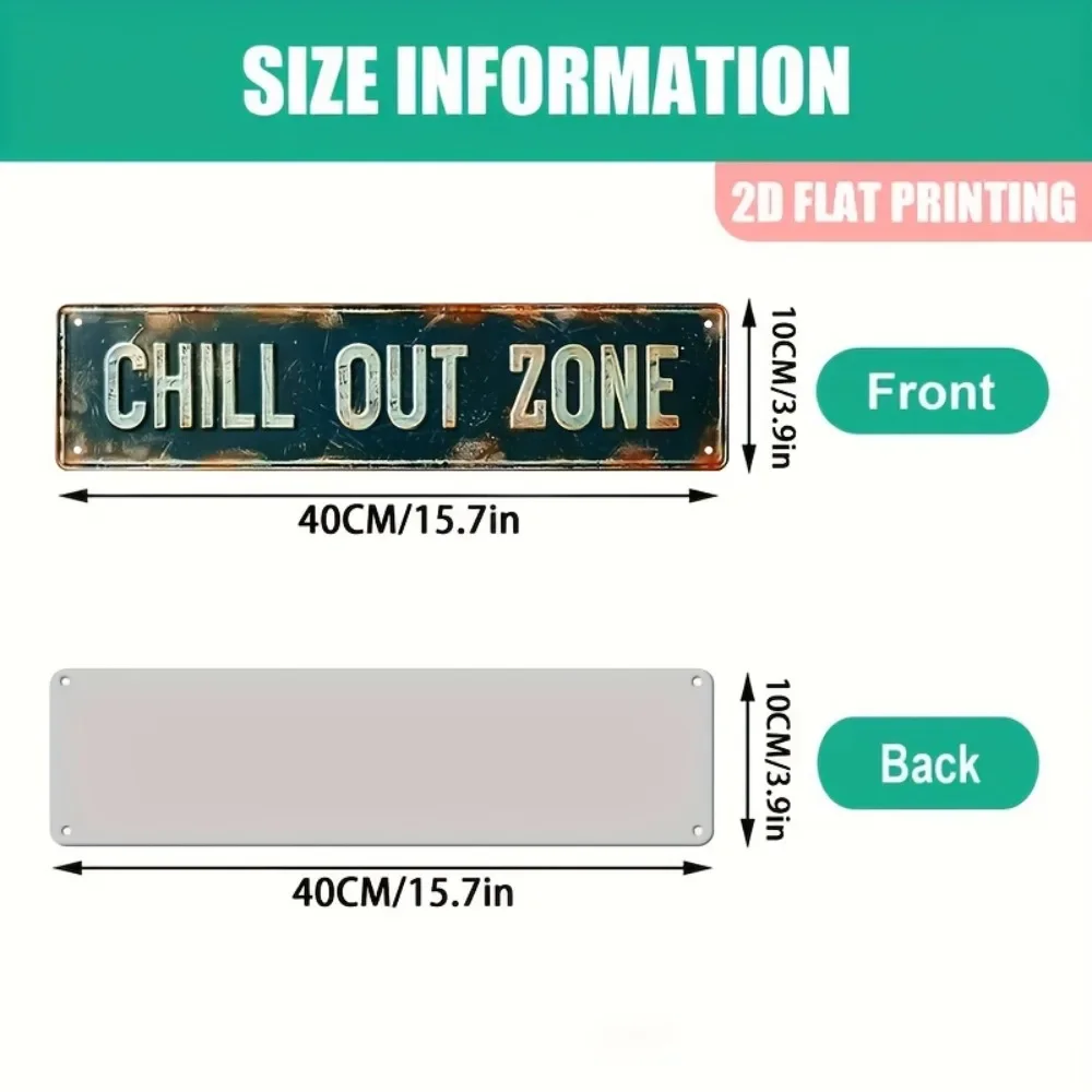 HD Tin Sign, Chill Out Zone Vintage Metal Wall Art, Retro Rustic Man Cave Decor