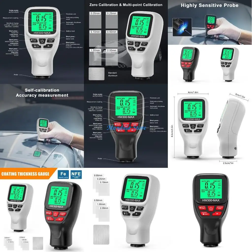 

U2JC Car Paint Thickness Gauge Paint Tool Digital Coating Thickness Gauge Meter