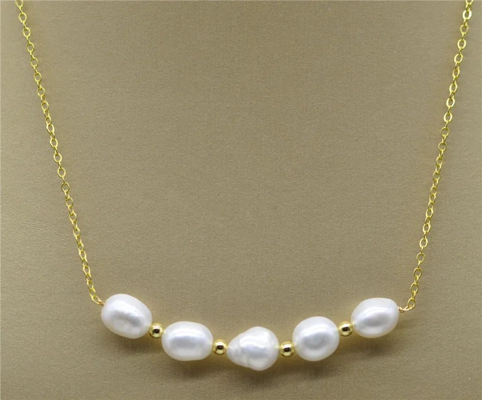 HABITOO 14k Gold Natural Fresh Water Baroque Pearl Necklace 18