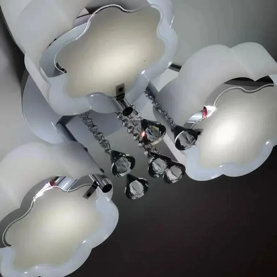 

Fower White Shade Multi-color Lighting Ceiling Lamp with LED Bulbs and Chips 3/5/6/7/9 Heads for Kitchen Living Room AC110-240V