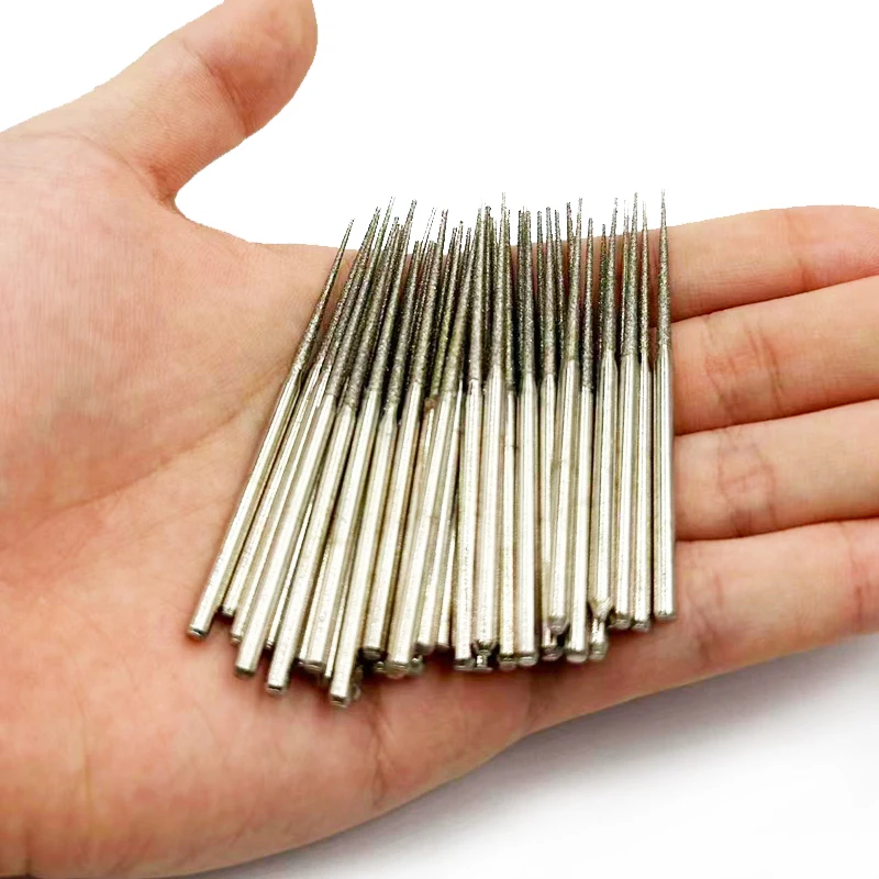 100PC 3mm Shank Grinding Rods Mini Drill Diamond Grinding Head Bur Needle Engraving Carving Polishing Glass Jade Stone Drill Bit