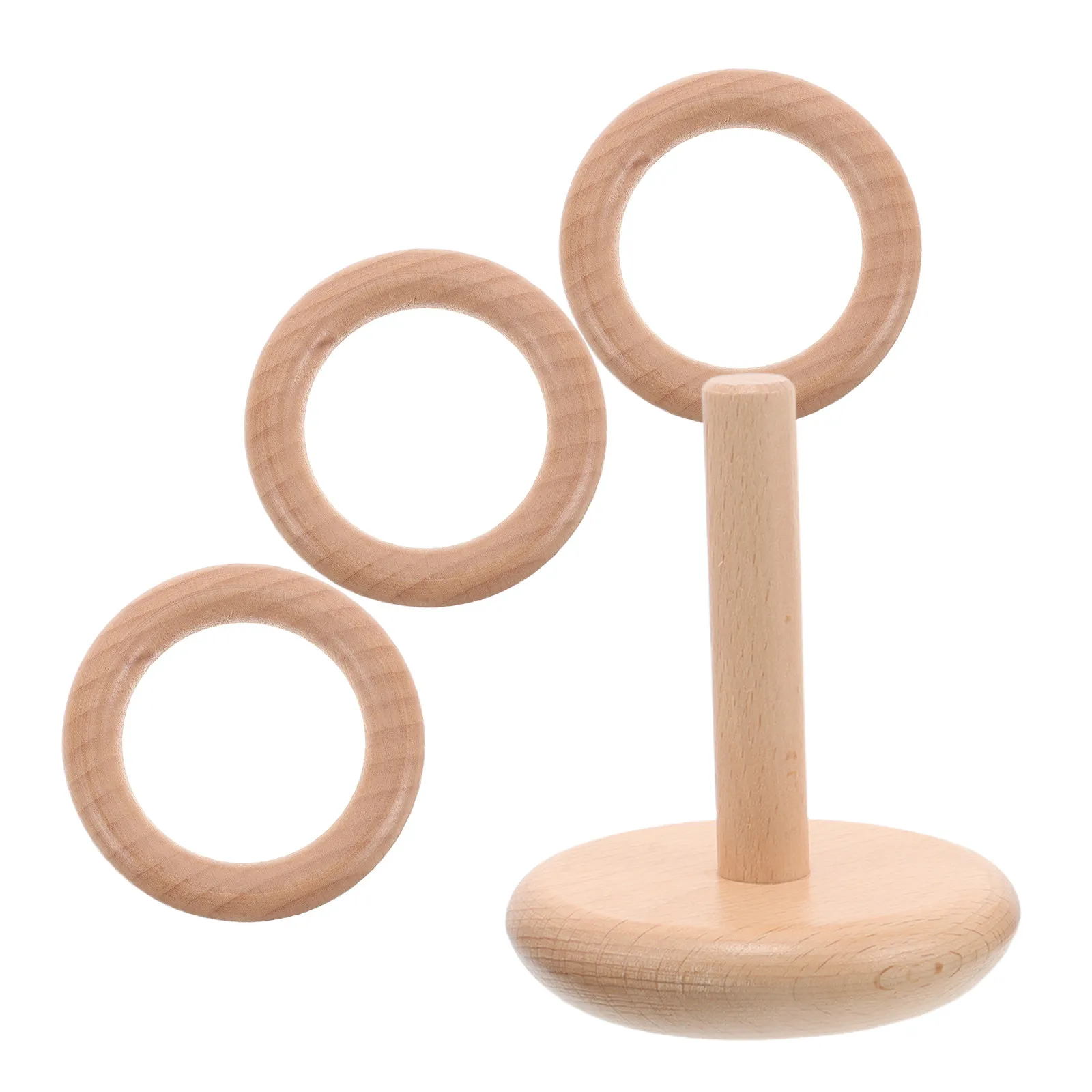 

1Set Natural Beech Wood Stacking Rings Smooth Finish Ring Stacker for Indoor Outdoor Baby Toddler Developmental Learning Game