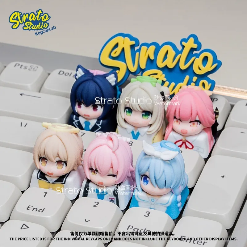 Blue Archive 3D Cartoon Resin Keycap Cute Anime Peripherals Replaceable Design E-sports Gaming Mechanical Keyboard Gifts