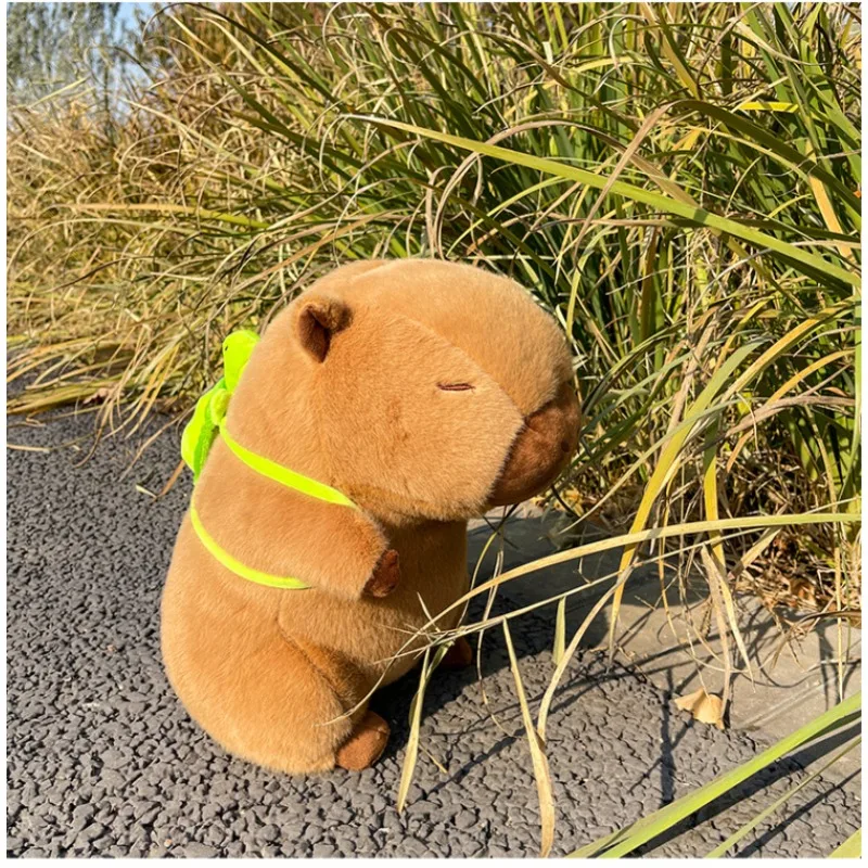 Capybara Super mignon avec sac à dos tortue, poupée en peluche Capibara géante Kawaii, Animal en peluche, jouets cadeaux d'anniversaire pour enfants