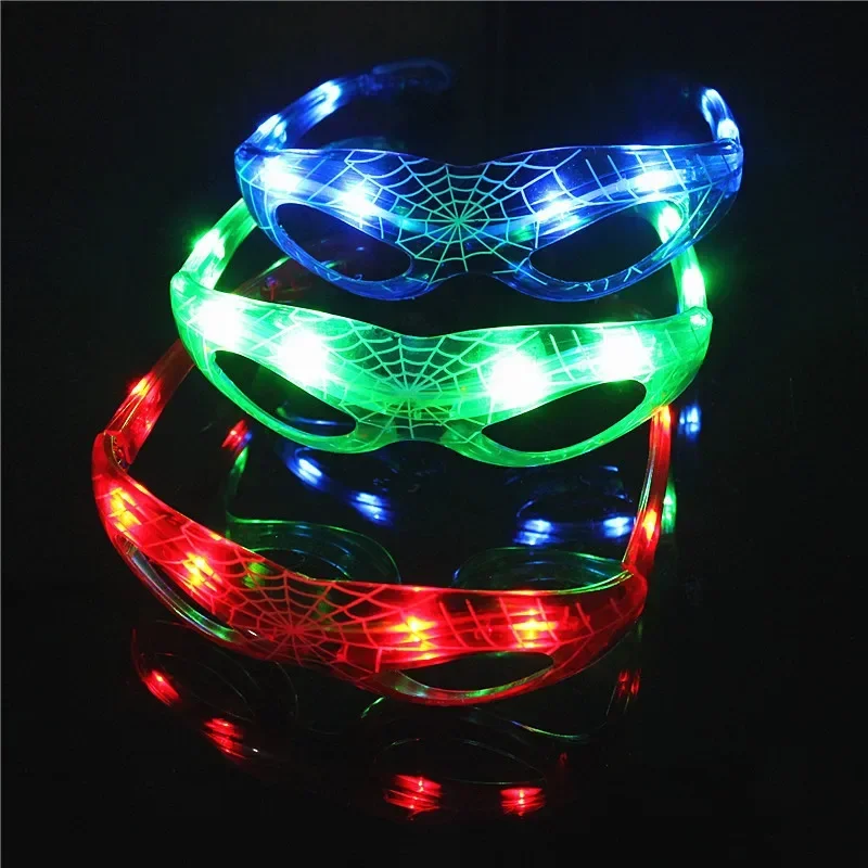 Disney Spidermans LED Glitter Glasses Creative Makeup Prom Eyeglass Prop Glow Eyewear Holiday Supplies Decoration Kids Toys Gift