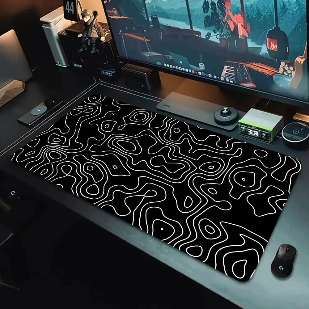 Black White Texture Mouse Pad Large Computer Office Game Table Mat XXL Rubber Anti-slip Gaming Keyboard Mousepad Long Desk Pads