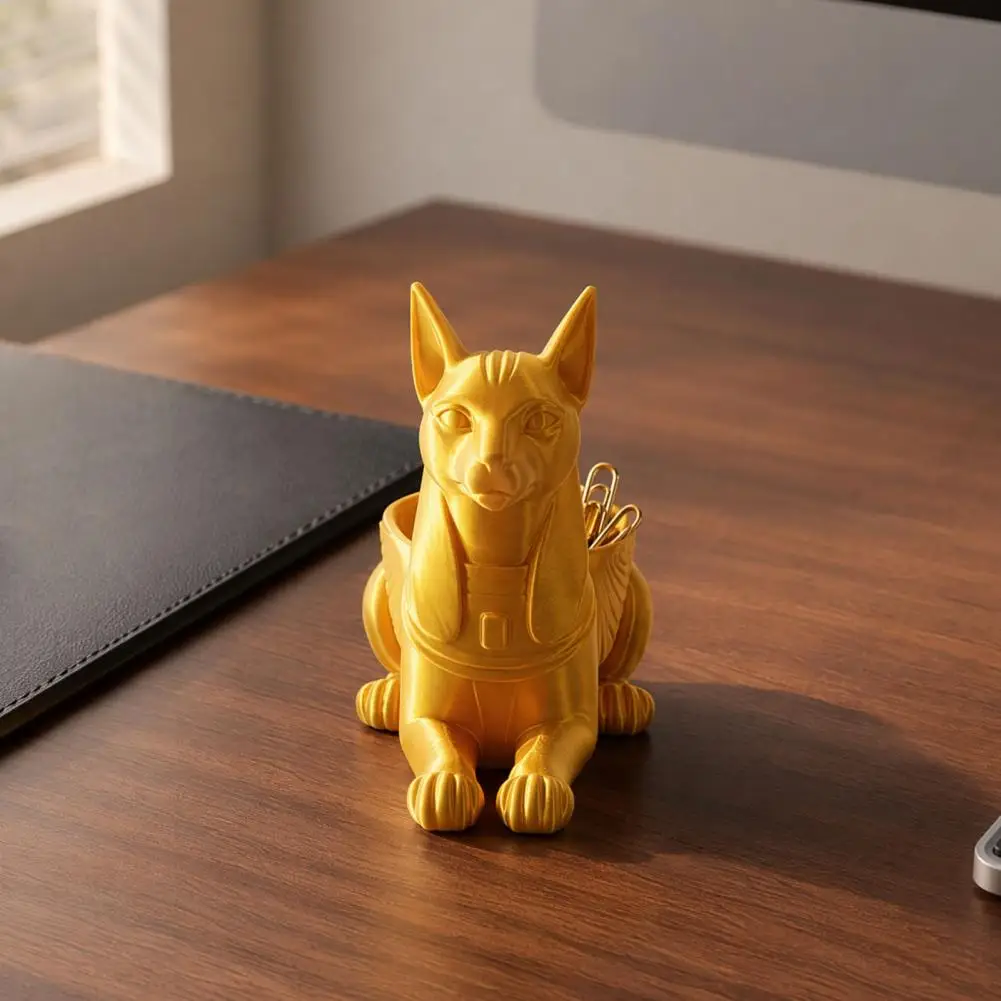 Egyptian Cat Statue, 3D Printed Bastet Figurine with Storage, Mythical Creature Desk Organizer for Home Office, Collectible Gift