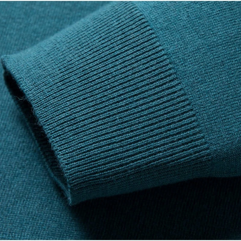 High end 100% Sheep Wool Fabric Men's Business Shirt High-Quality O-Neck Collar Pullover Sweater Classic Casual Slim Men's Tops