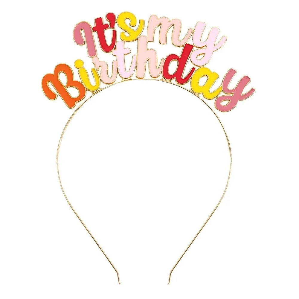 Cute Rainbow Color Letter Birthday Headband It's My Birthday Alloy Letter Decoration Headband Party Headwear Girls Accessories