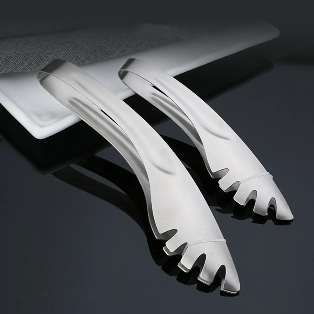 

3pcs Stainless Steel Food Clip Thick Spaghetti Tongs Kitchen Serving Tongs For Salad Bread Noodles Vegetables Boiled Eggs Toast