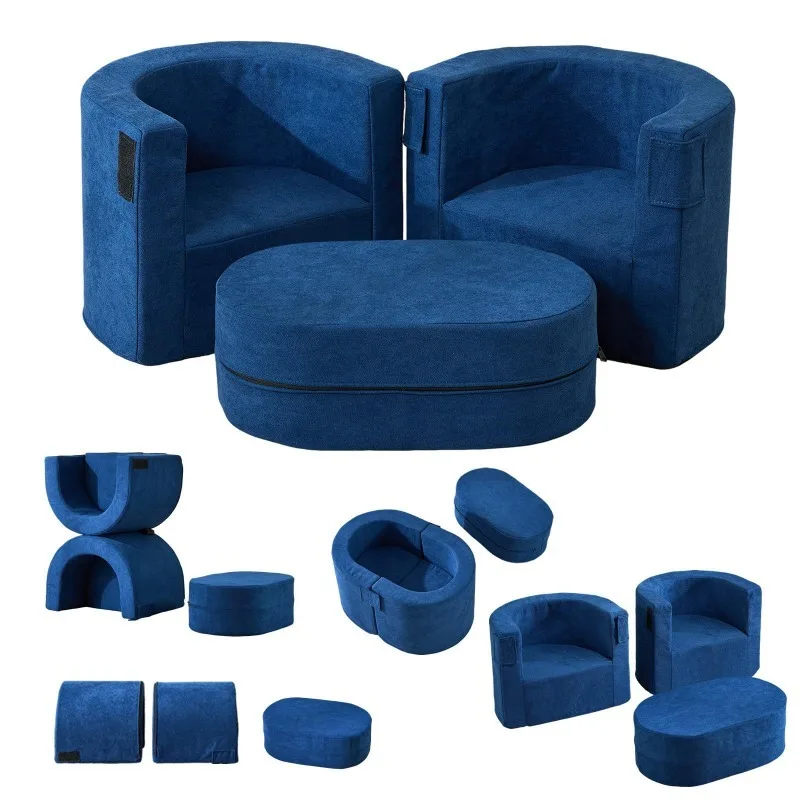 Blue modular sofa ball pool can be removed and washed upholstered furniture playground