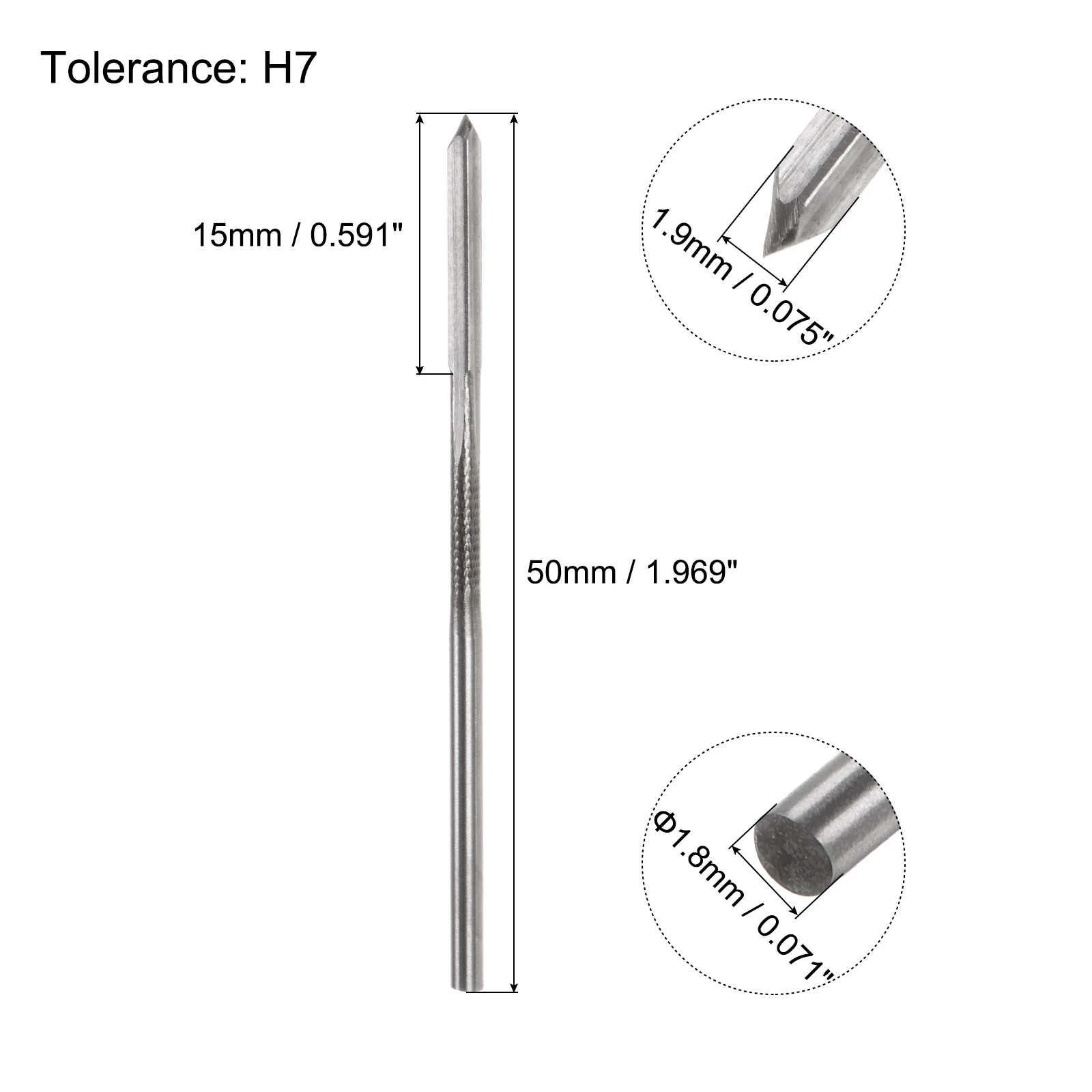 Chucking Reamer 1mm-2.5mm High Speed Steel HSS H7 Straight Flute Machine Reamer Bit for Stainless Steel Aluminum Plastic Wood