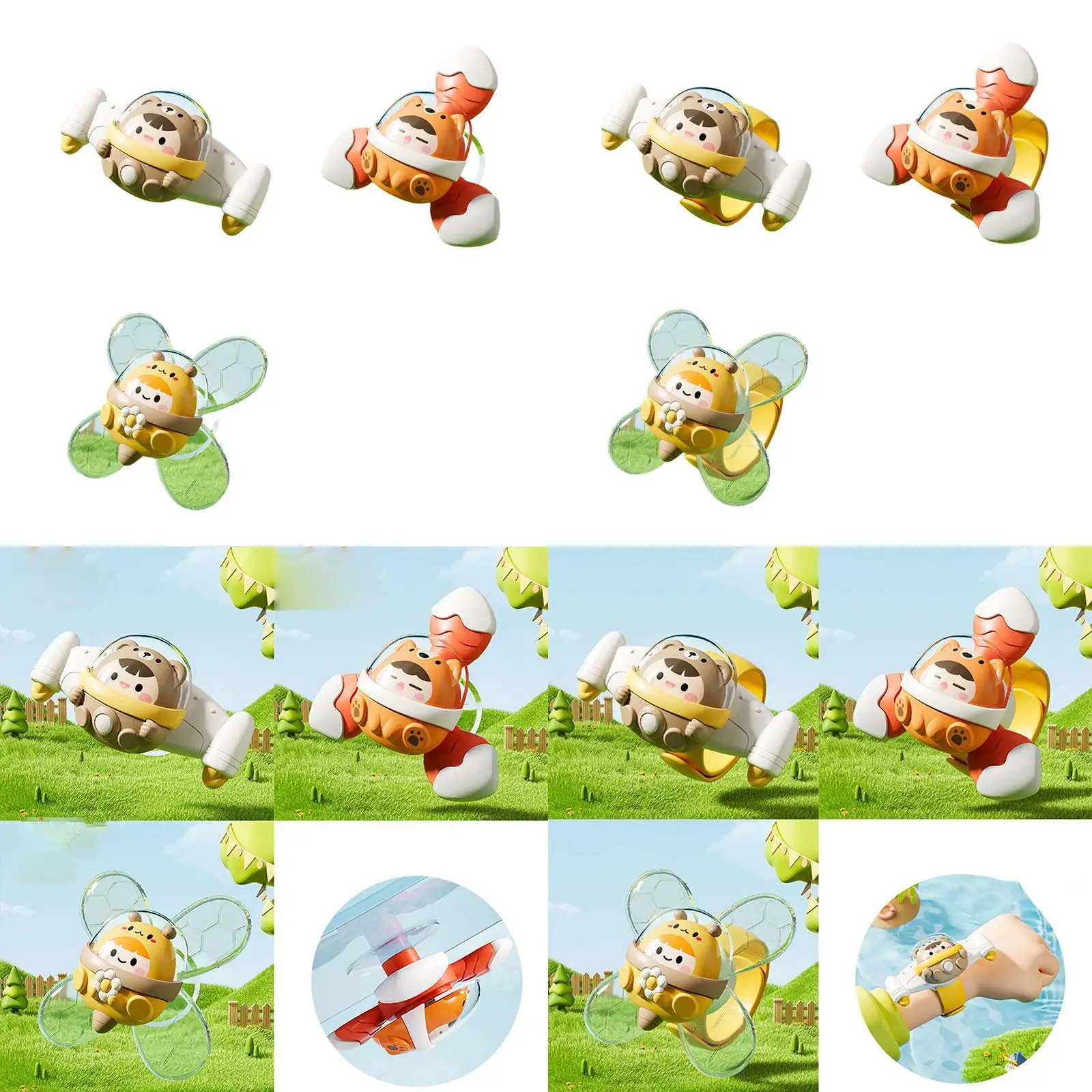 3 Pieces Suction Cup Rotating Toys Window Rotating Top Baby Toy for Bathtubs