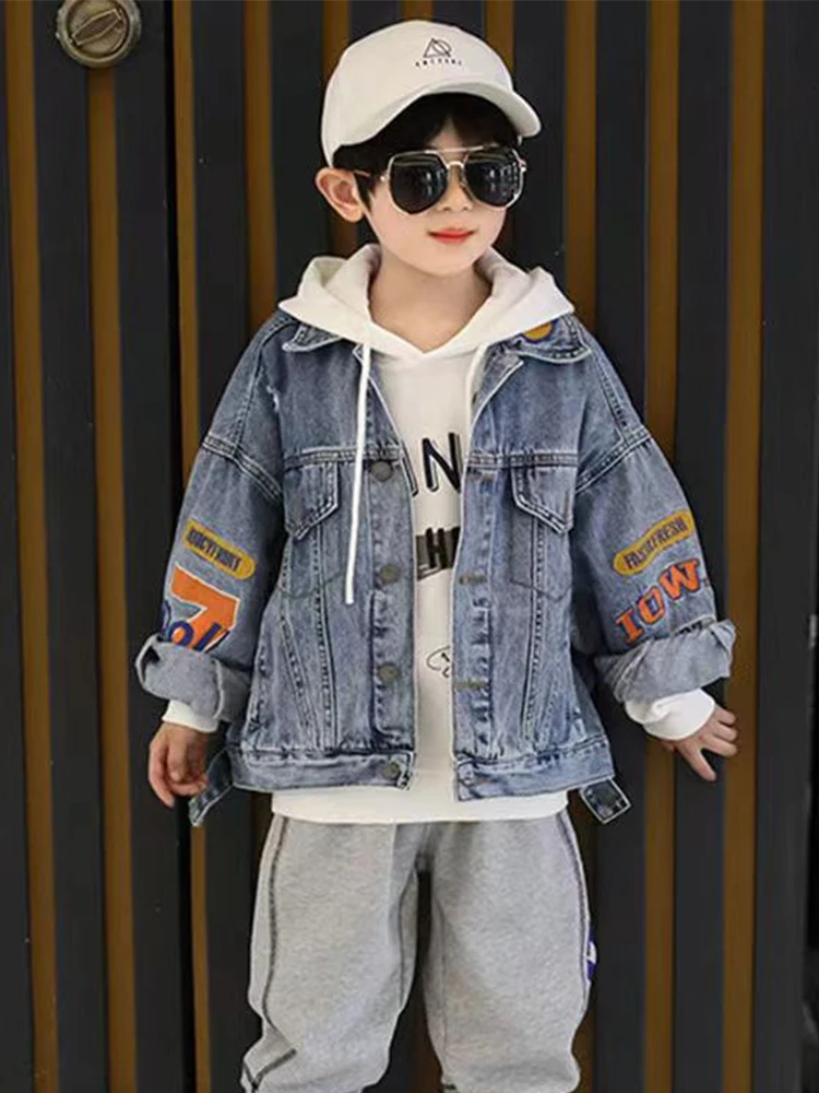 New Children Denim Jackets Trench Jean sequins Jackets Girls Kids clothing baby Lace coat Casual outerwear Spring Autumn 1-5year