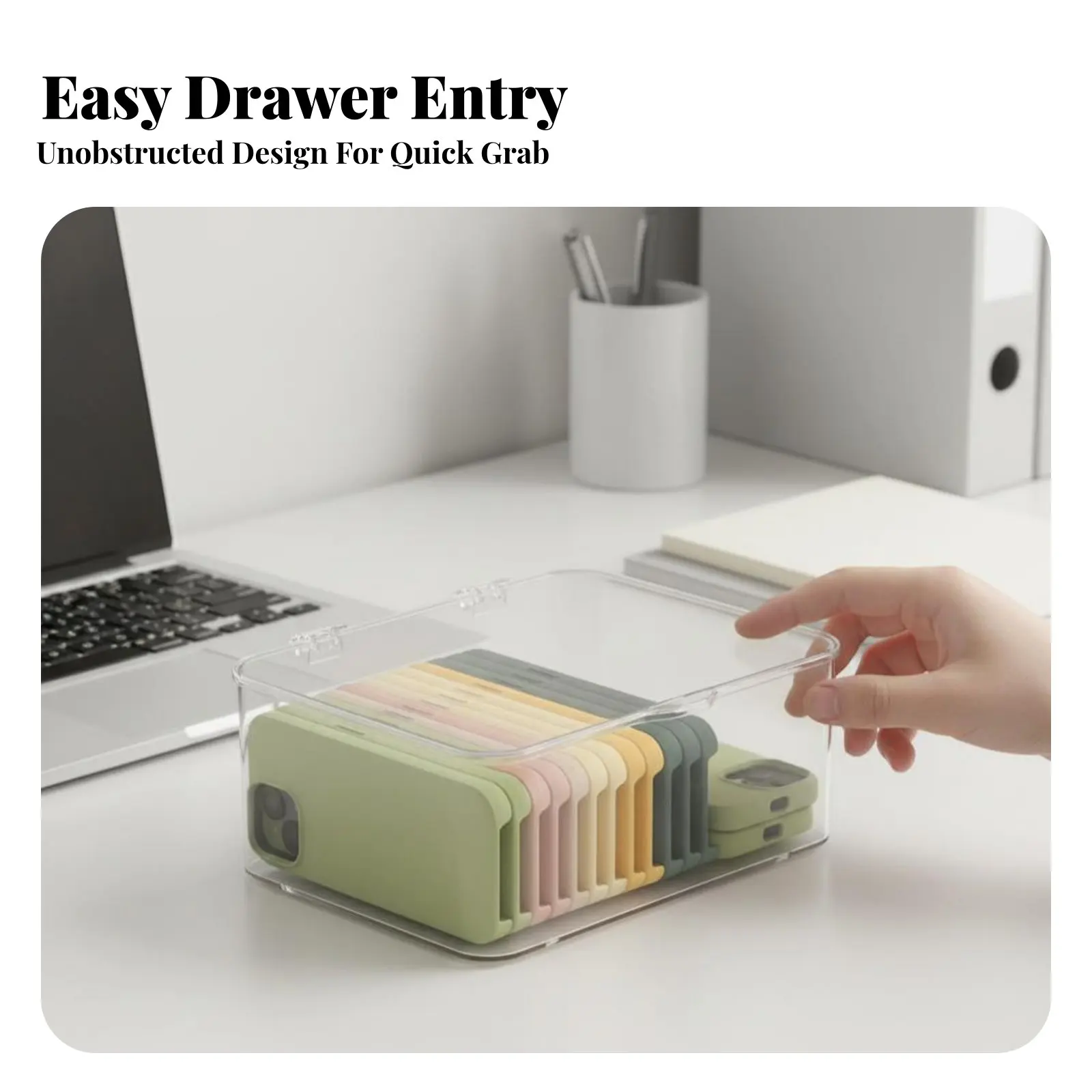 Transparent Multicompartment Storage Box Particleproof with Lid Organizer Case Transparent Design for Students, Drawer, Drawers