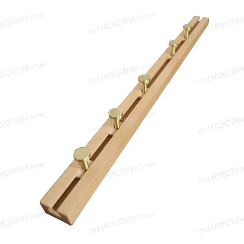 Sliding Solid Wood Clothes Hook, No Punching, Hanger Behind The Door, Wall Hanging, One-row Coat Hook for Home Entry