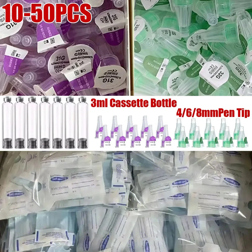 10/20/30/40/50/PCS Magic Pen Cartridge 3ml Empty Cassette Bottle Individual Packaging for Lilly Insulin Pen Tip 4mm/6mm/8mm