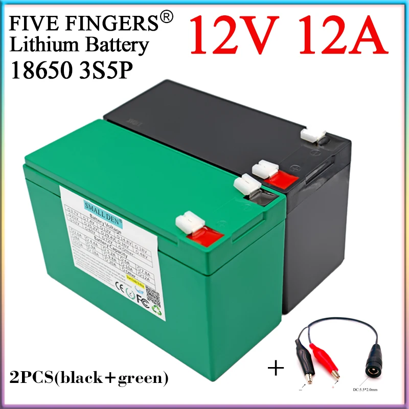 2PCS 12V 12Ah Lithium Battery Pack 18650 3S5P Built-in BMS For Sprayer Device UPS 12V Power Supply Solar Light etc Li-ion Cell